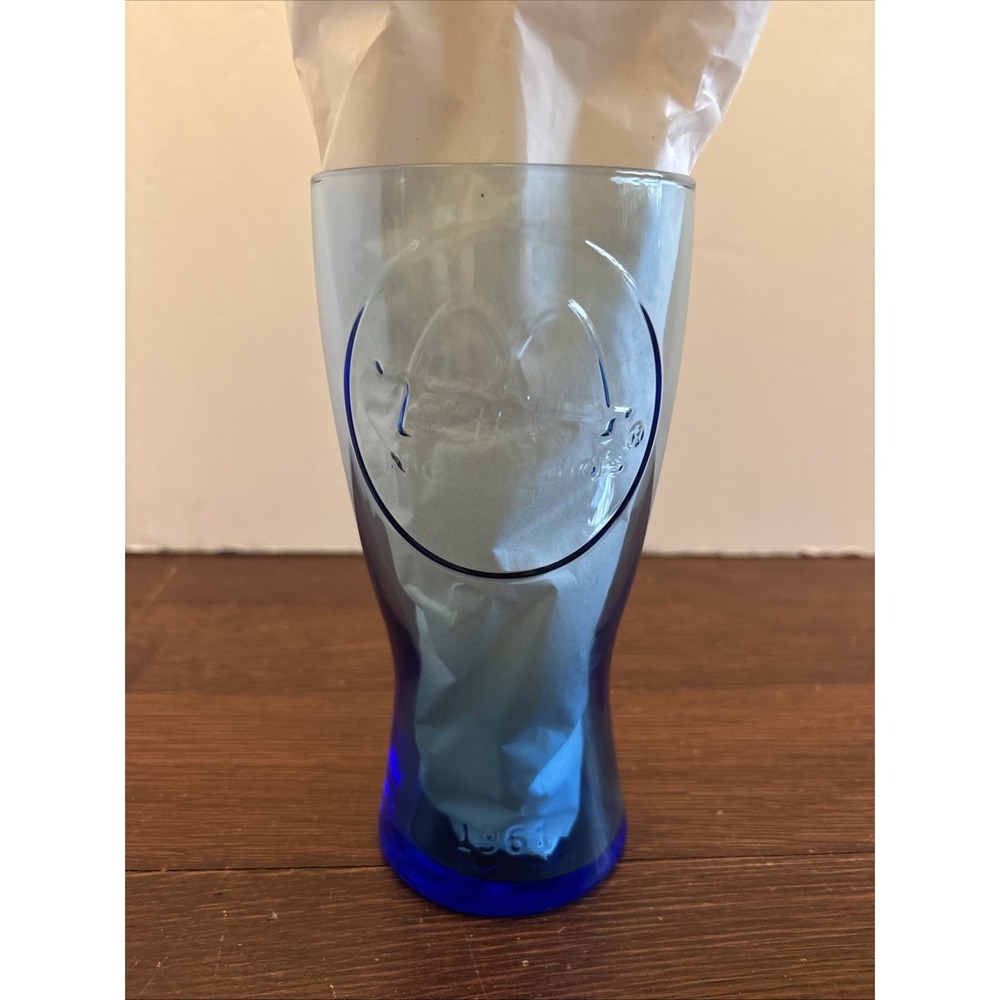 VINTAGE 1961 MCDONALD'S GOLDEN ARCHES DRINK GLASS CUP BLUE COLLECTOR